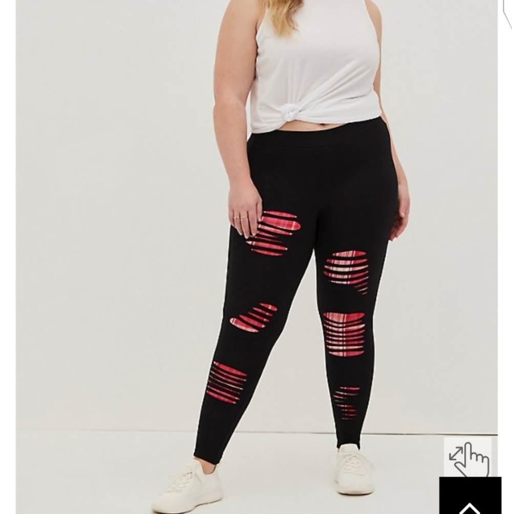 🆕 3X SLASHED RED PLAID UNDERLAY PREMIUM LEGGINGS